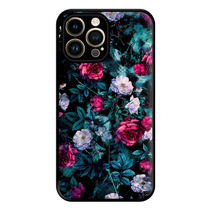 Black Floral Pattern Phone Case for iPhone 14 Pro Max