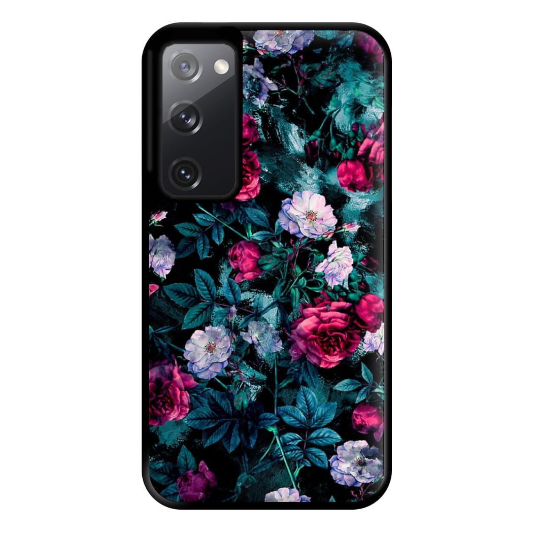 Black Floral Pattern Phone Case for Galaxy S20FE