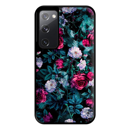 Black Floral Pattern Phone Case for Galaxy S20FE