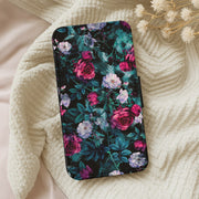 Black Floral Pattern Flip / Wallet Phone Case 5