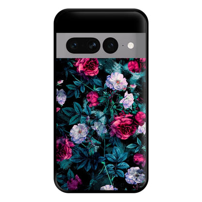 Black Floral Pattern Phone Case for Google Pixel 7 Pro