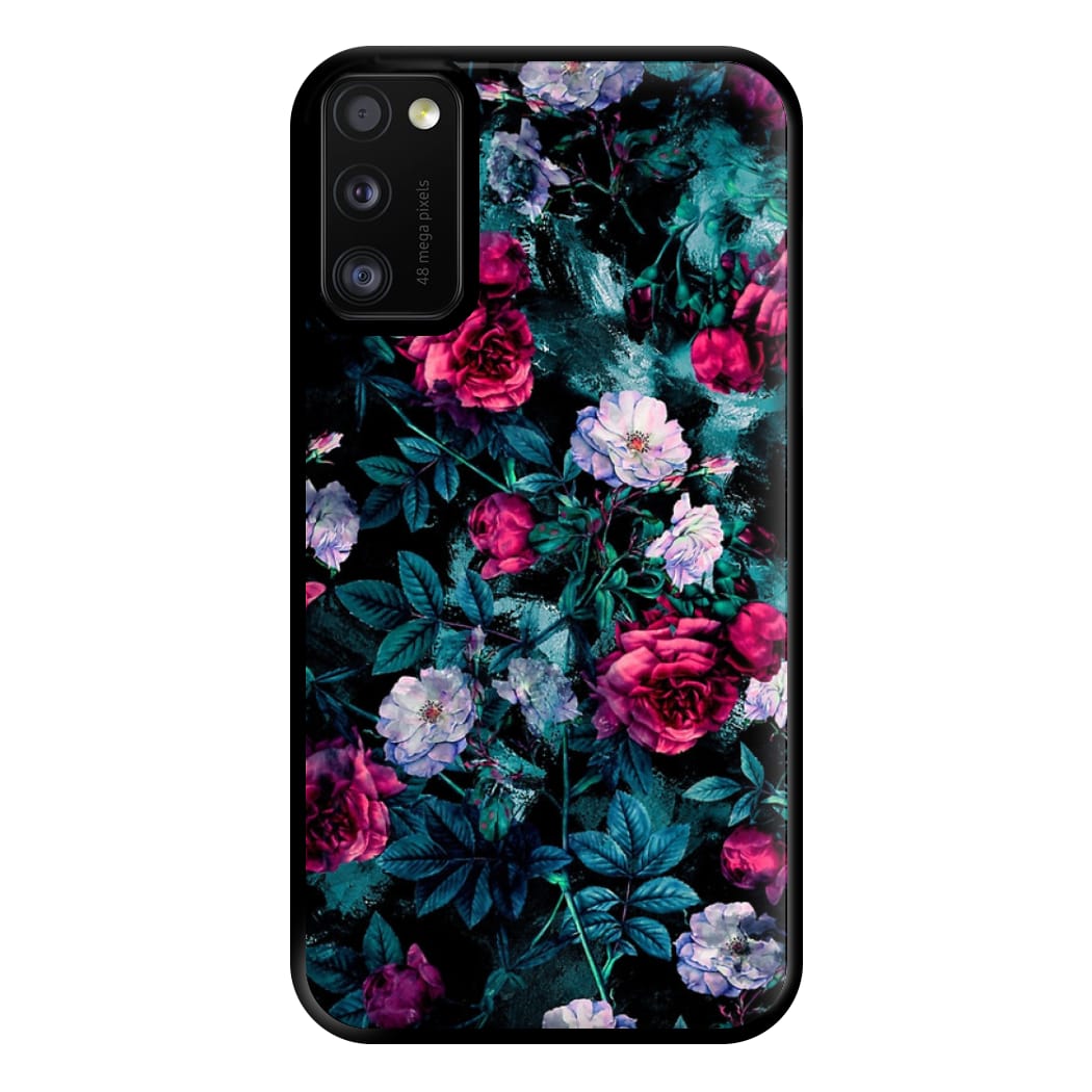 Black Floral Pattern Phone Case for Galaxy A41