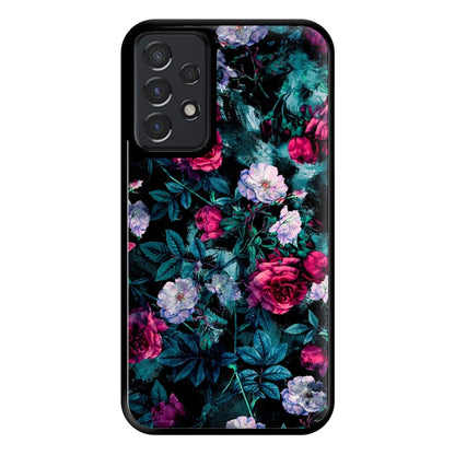 Black Floral Pattern Phone Case for Galaxy A52 / A52s