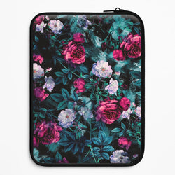 Black Floral Pattern Universal Laptop Sleeve