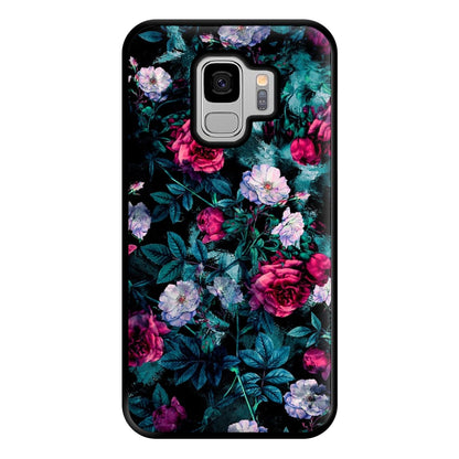 Black Floral Pattern Phone Case for Galaxy S9 Plus