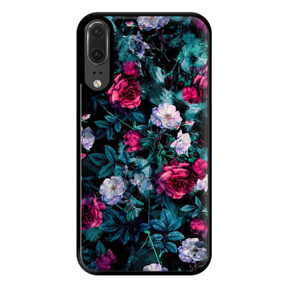 Black Floral Pattern Phone Case for Huawei P20