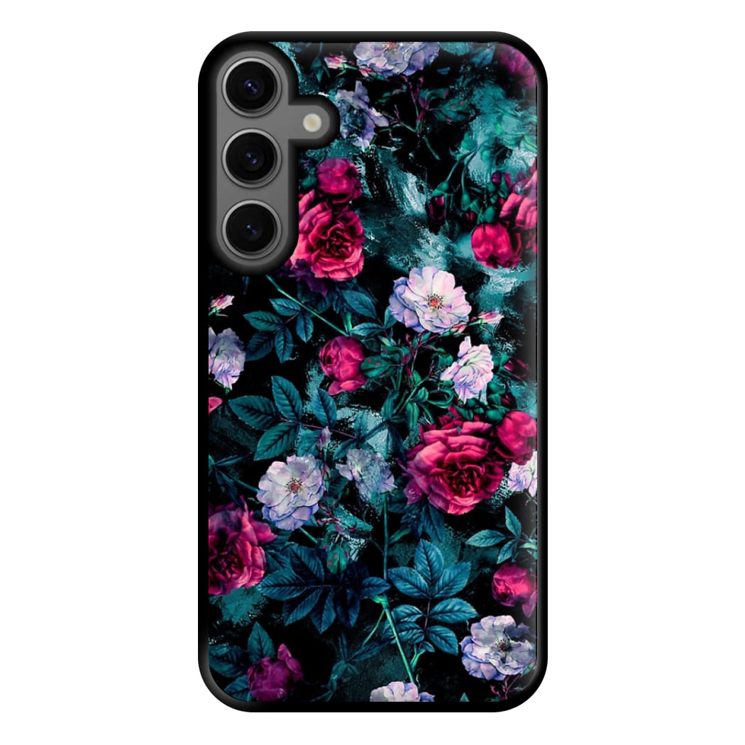 Black Floral Pattern Phone Case for Galaxy S23FE