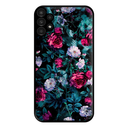 Black Floral Pattern Phone Case for Galaxy A13