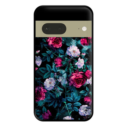 Black Floral Pattern Phone Case for Google Pixel 7a