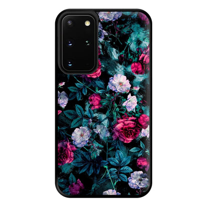 Black Floral Pattern Phone Case for Galaxy S20 Plus