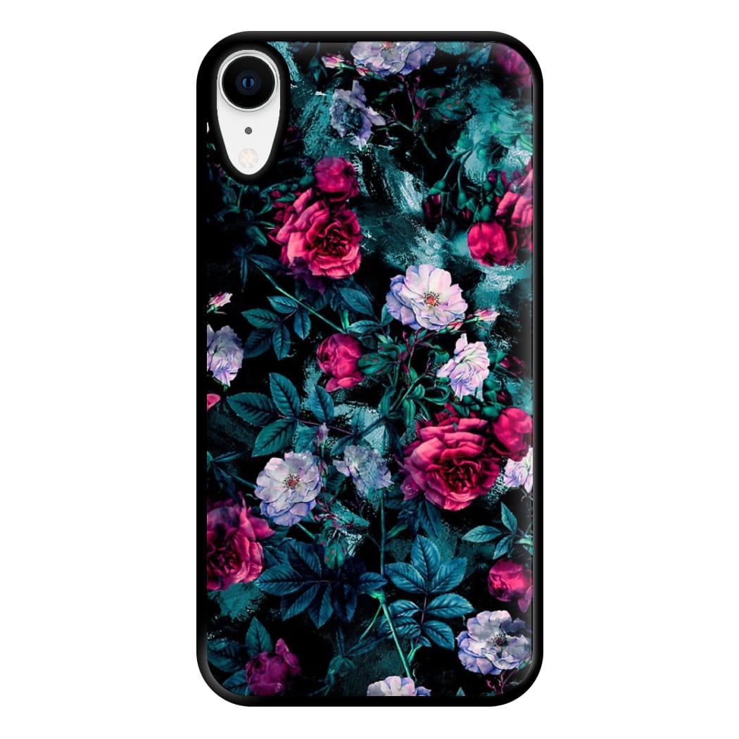 Black Floral Pattern Phone Case for iPhone XR