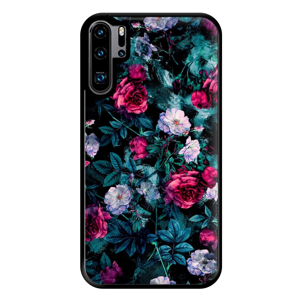 Black Floral Pattern Phone Case for Huawei P30 Pro