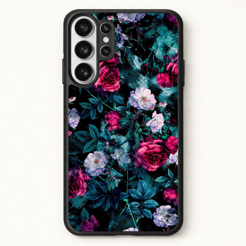 Black Floral Pattern Phone Case for Galaxy S26 Ultra