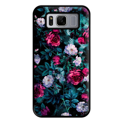 Black Floral Pattern Phone Case for Galaxy S8 Plus