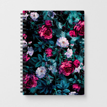 Black Floral Pattern Notebook - Fun Cases