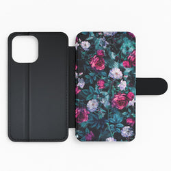 Black Floral Pattern Flip Phone Case