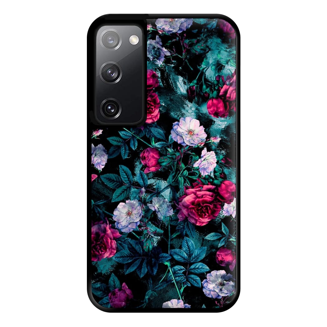 Black Floral Pattern Phone Case for Galaxy S20