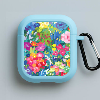 Colourful Floral Pattern Blue AirPods Case