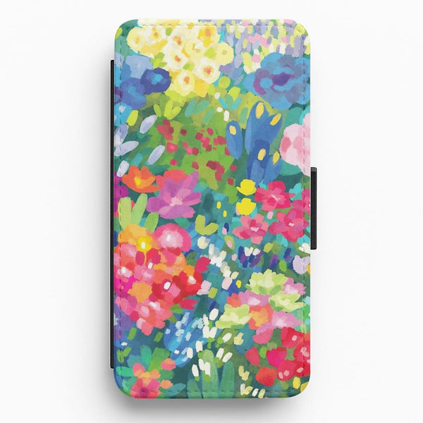 Colourful Floral Pattern Flip / Wallet Phone Case