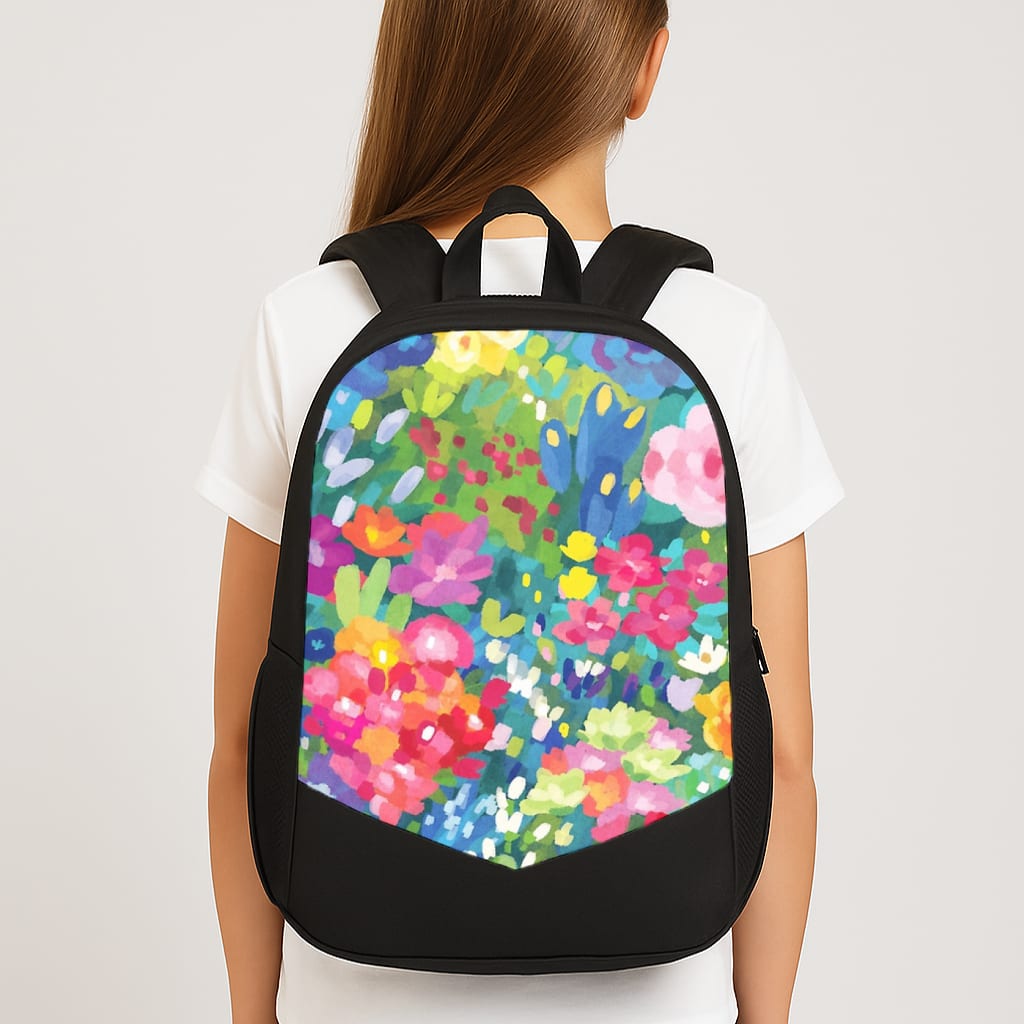 Colourful Floral Pattern Large School Bag