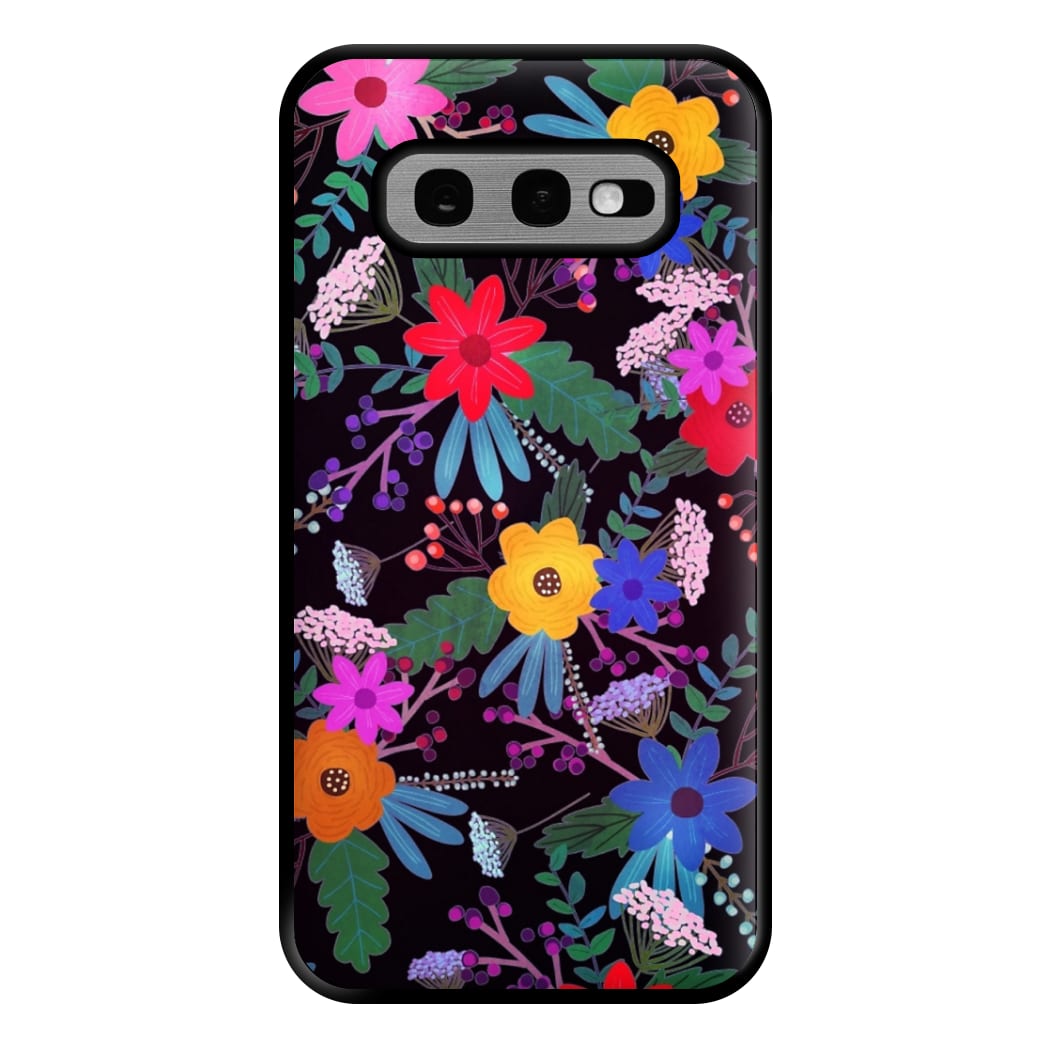 Black & Colourful Floral Pattern Phone Case for Galaxy S10e