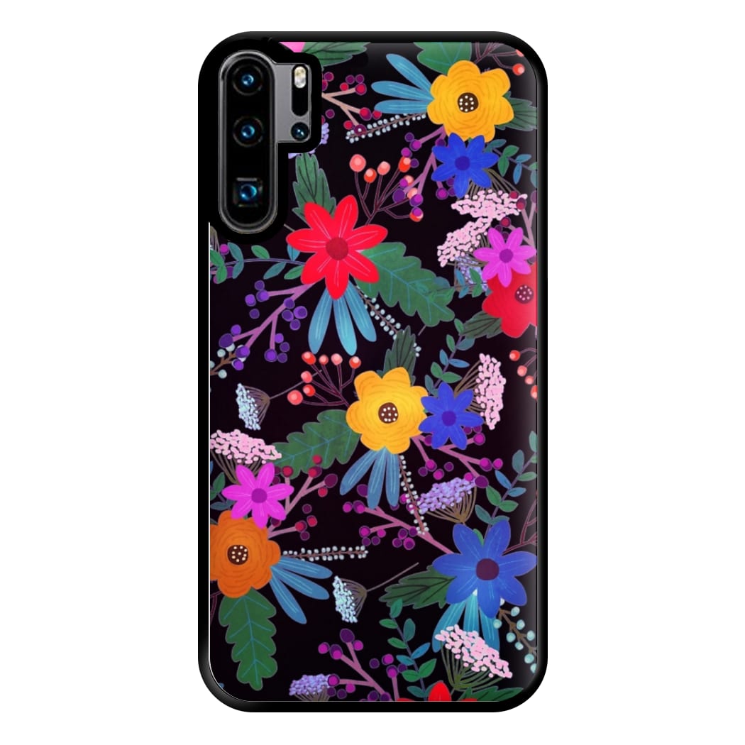 Black & Colourful Floral Pattern Phone Case for Huawei P30 Pro