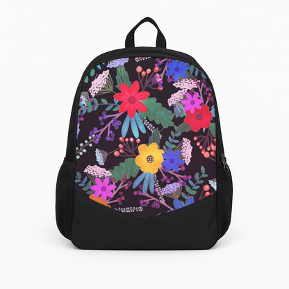 Black & Colourful Floral Pattern Backpack
