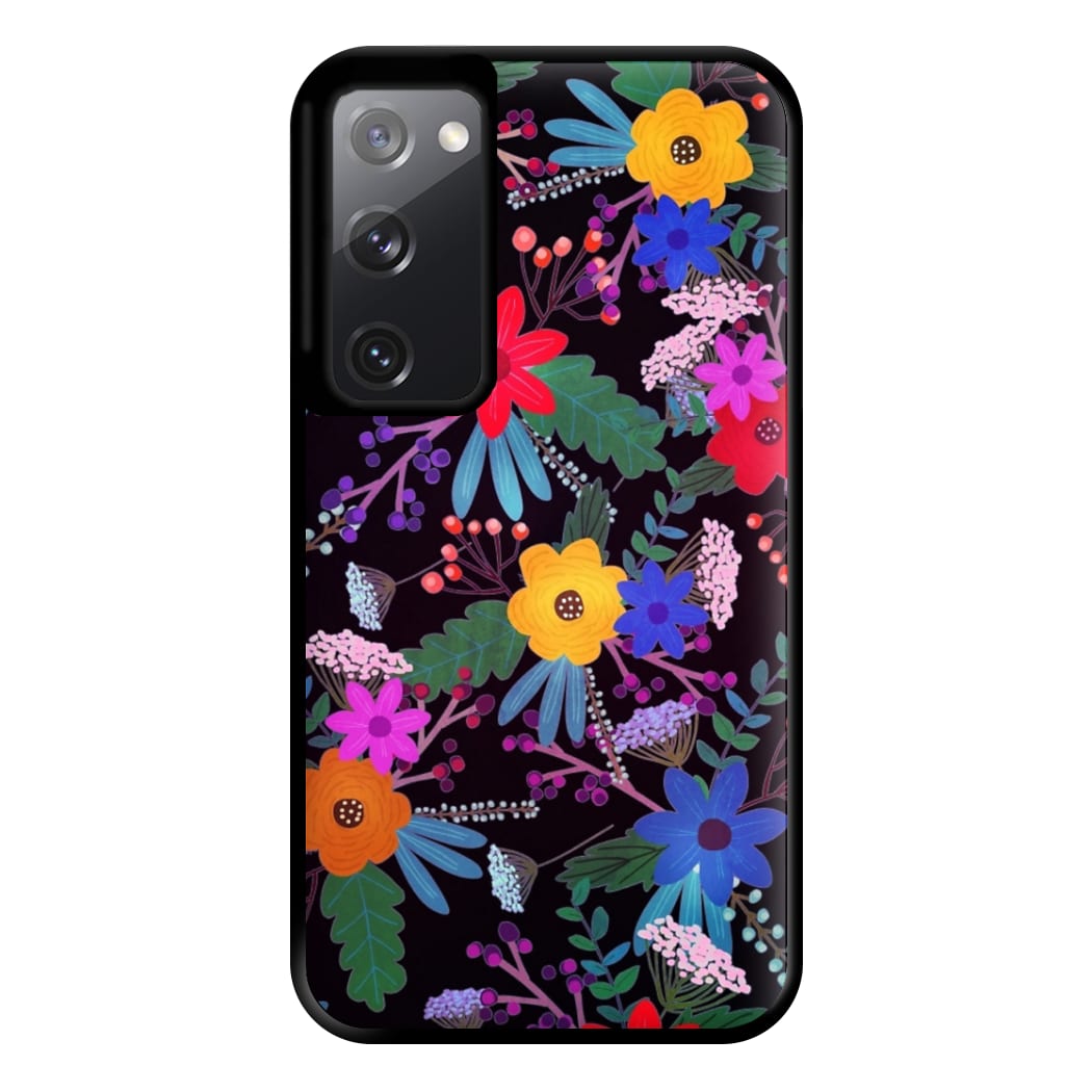 Black & Colourful Floral Pattern Phone Case for Galaxy S20FE