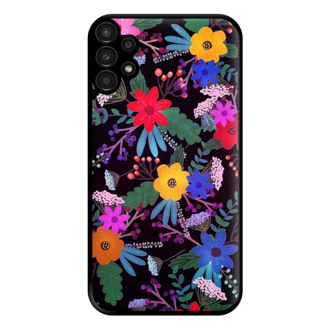 Black & Colourful Floral Pattern Phone Case for Galaxy A13