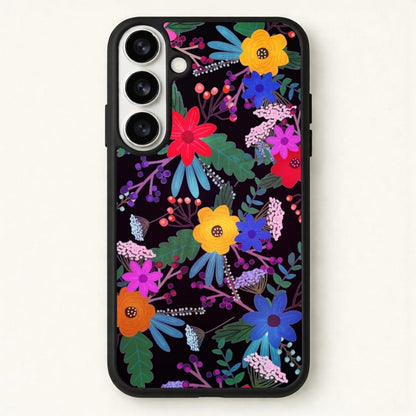Black & Colourful Floral Pattern Phone Case for Galaxy S26
