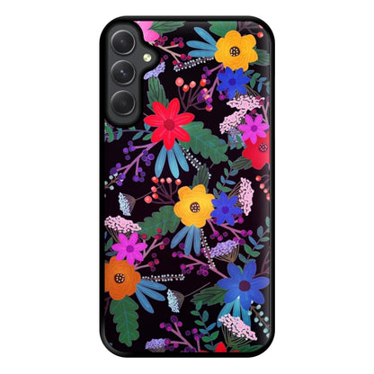 Black & Colourful Floral Pattern Phone Case for Galaxy A54