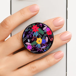 Black & Colourful Floral Pattern Phone Grip