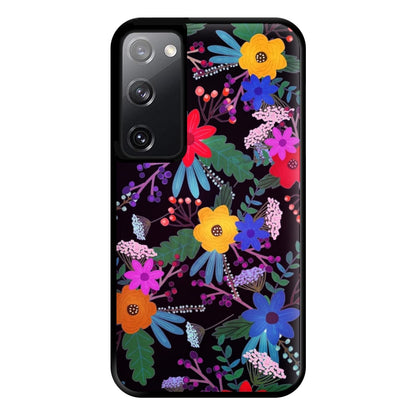 Black & Colourful Floral Pattern Phone Case for Galaxy S20