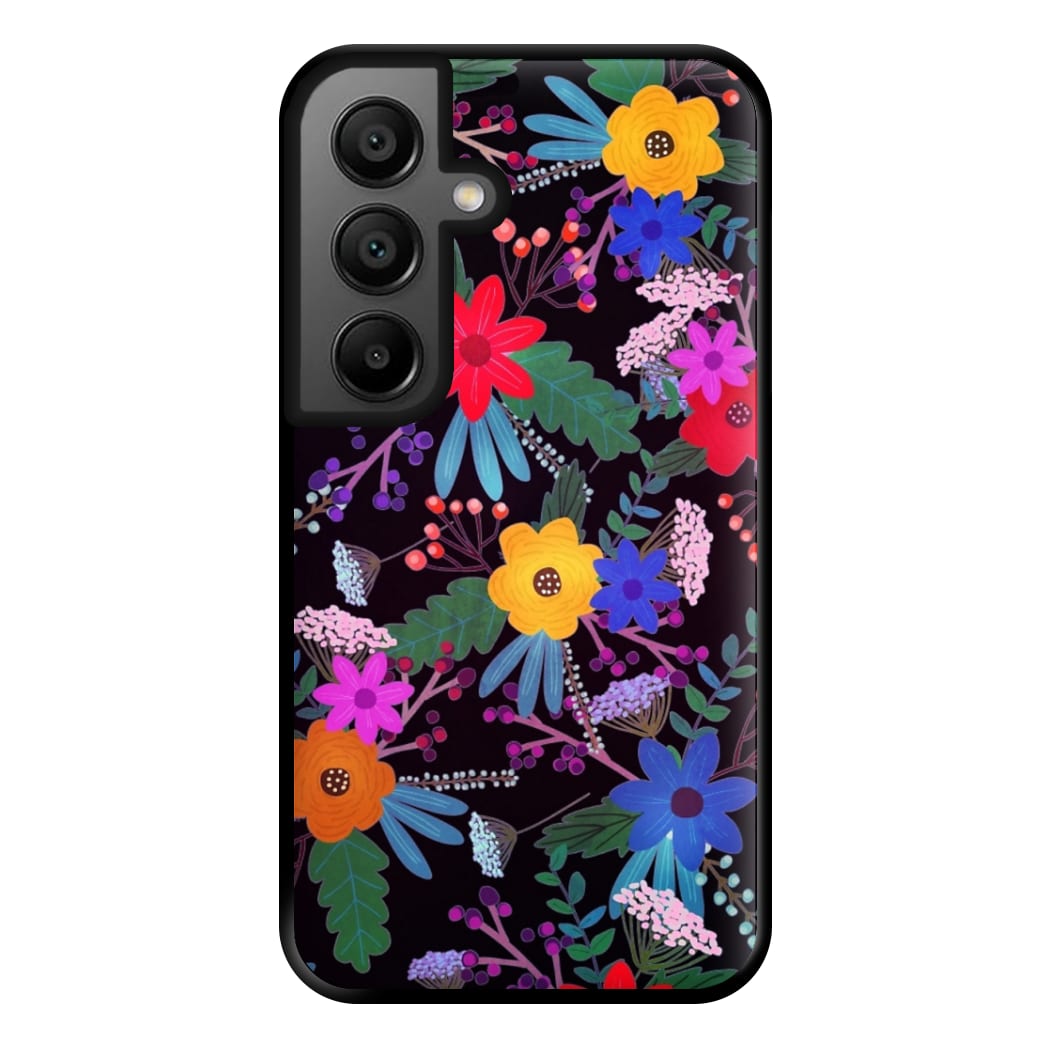 Black & Colourful Floral Pattern Phone Case for Google Pixel 8