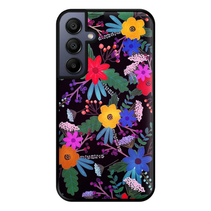 Black & Colourful Floral Pattern Phone Case for Galaxy A15