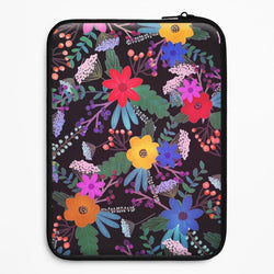 Black & Colourful Floral Pattern Universal Laptop Sleeve