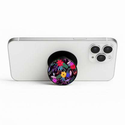 Black & Colourful Floral Pattern Phone Stand