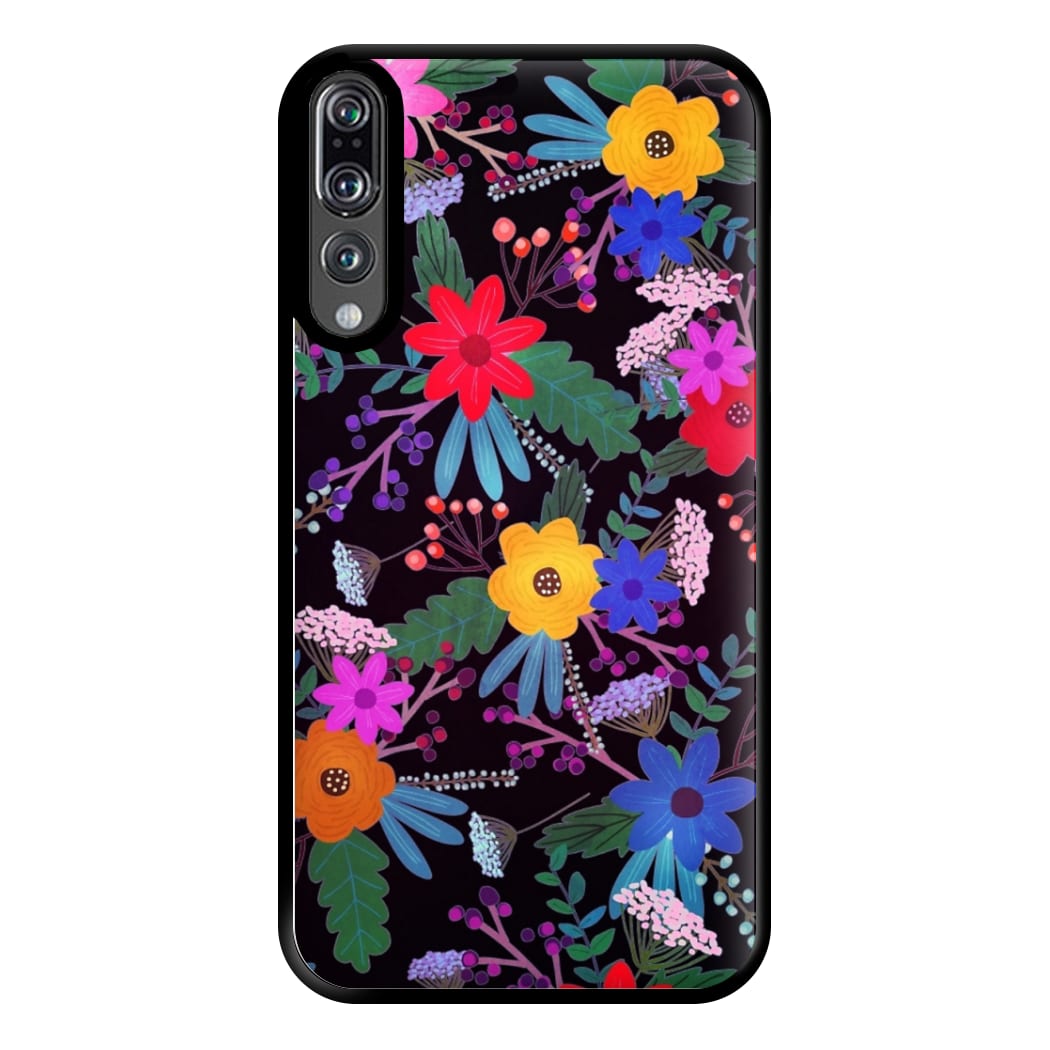 Black & Colourful Floral Pattern Phone Case for Huawei P20 Pro