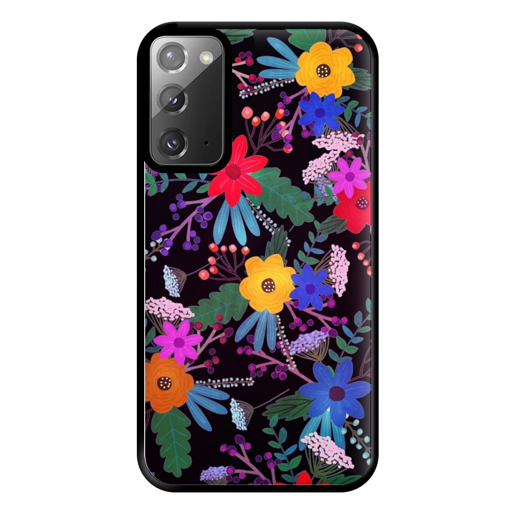 Black & Colourful Floral Pattern Phone Case for Galaxy Note 20 Ultra