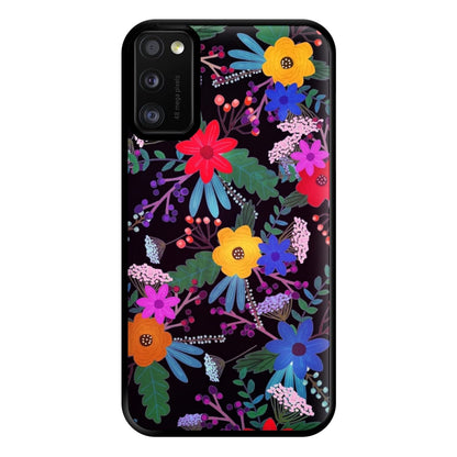 Black & Colourful Floral Pattern Phone Case for Galaxy A41