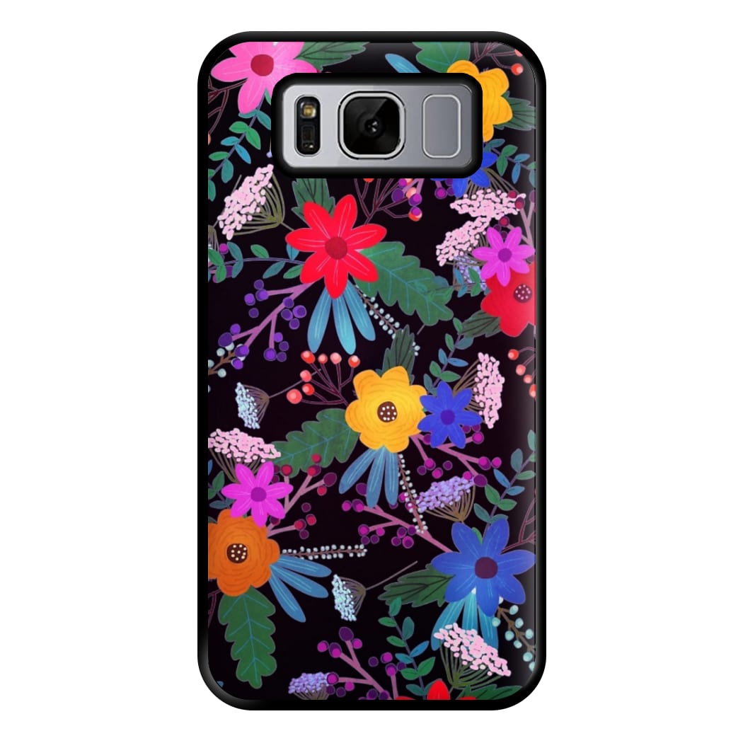 Black & Colourful Floral Pattern Phone Case for Galaxy S8 Plus