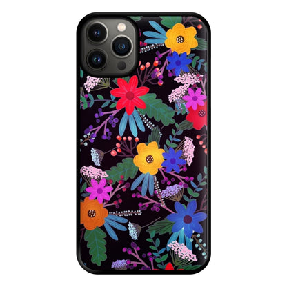 Black & Colourful Floral Pattern Phone Case for iPhone 13