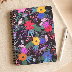 Black & Colourful Floral Pattern Notepad