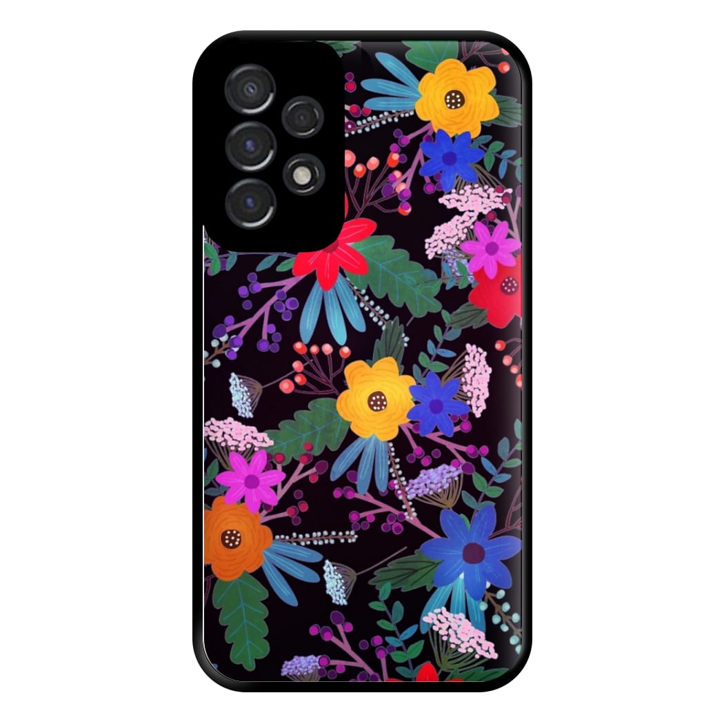 Black & Colourful Floral Pattern Phone Case for Galaxy A53