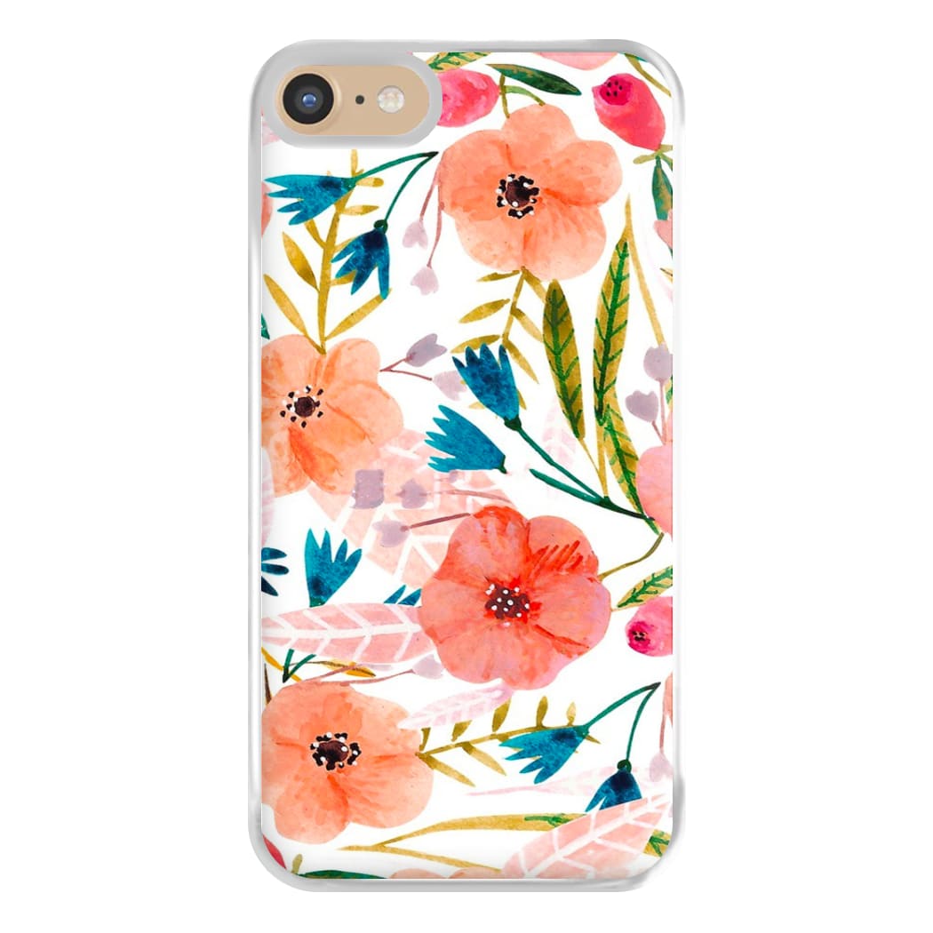 Peach Watercolour Floral Pattern Phone Case for iPhone 6 / 7 / 8 / SE