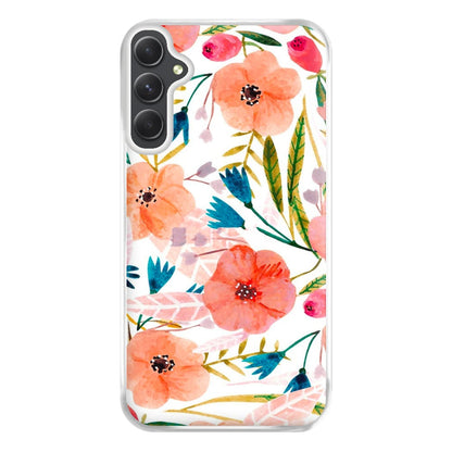 Peach Watercolour Floral Pattern Phone Case for Galaxy A54