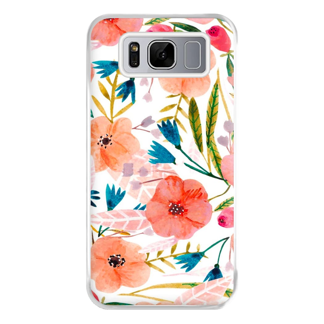 Peach Watercolour Floral Pattern Phone Case for Galaxy S8 Plus