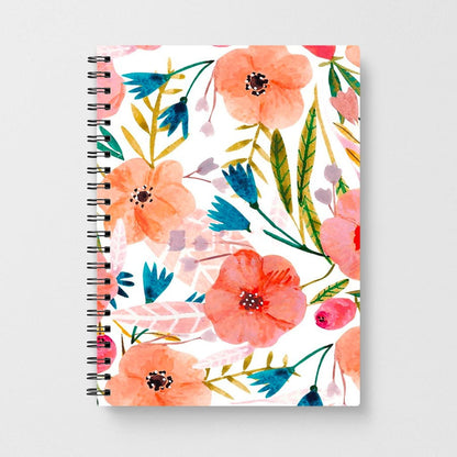 Peach Watercolour Floral Pattern Notebook - Fun Cases