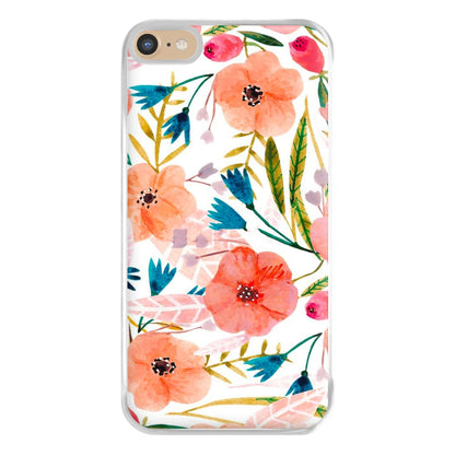 Peach Watercolour Floral Pattern Phone Case for iPhone 6 Plus / 7 Plus / 8 Plus