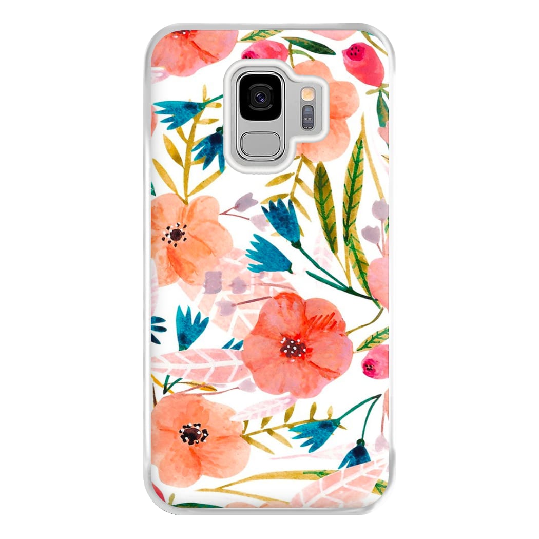 Peach Watercolour Floral Pattern Phone Case for Galaxy S9 Plus